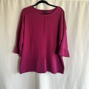 Cyrus Womens  Knit Sweater Size 2X Bell Sleeve 3/4 Beautiful Fuchsia Color